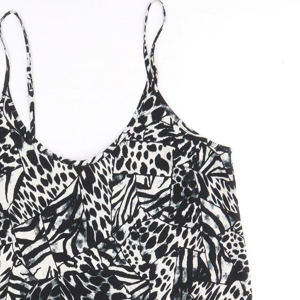 Topshop Womens Black Animal Print Polyester Camisole Tank Size 10 Scoop Neck - Leopard Print