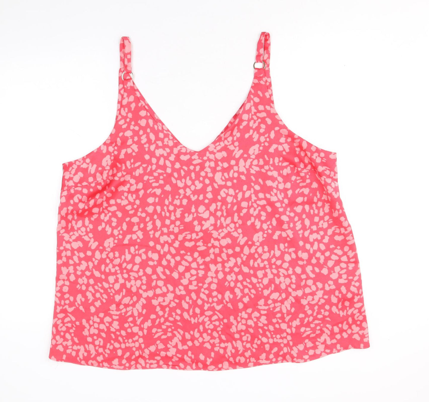 Matalan Womens Pink Animal Print Polyester Basic Tank Size 20 V-Neck - Leopard Print