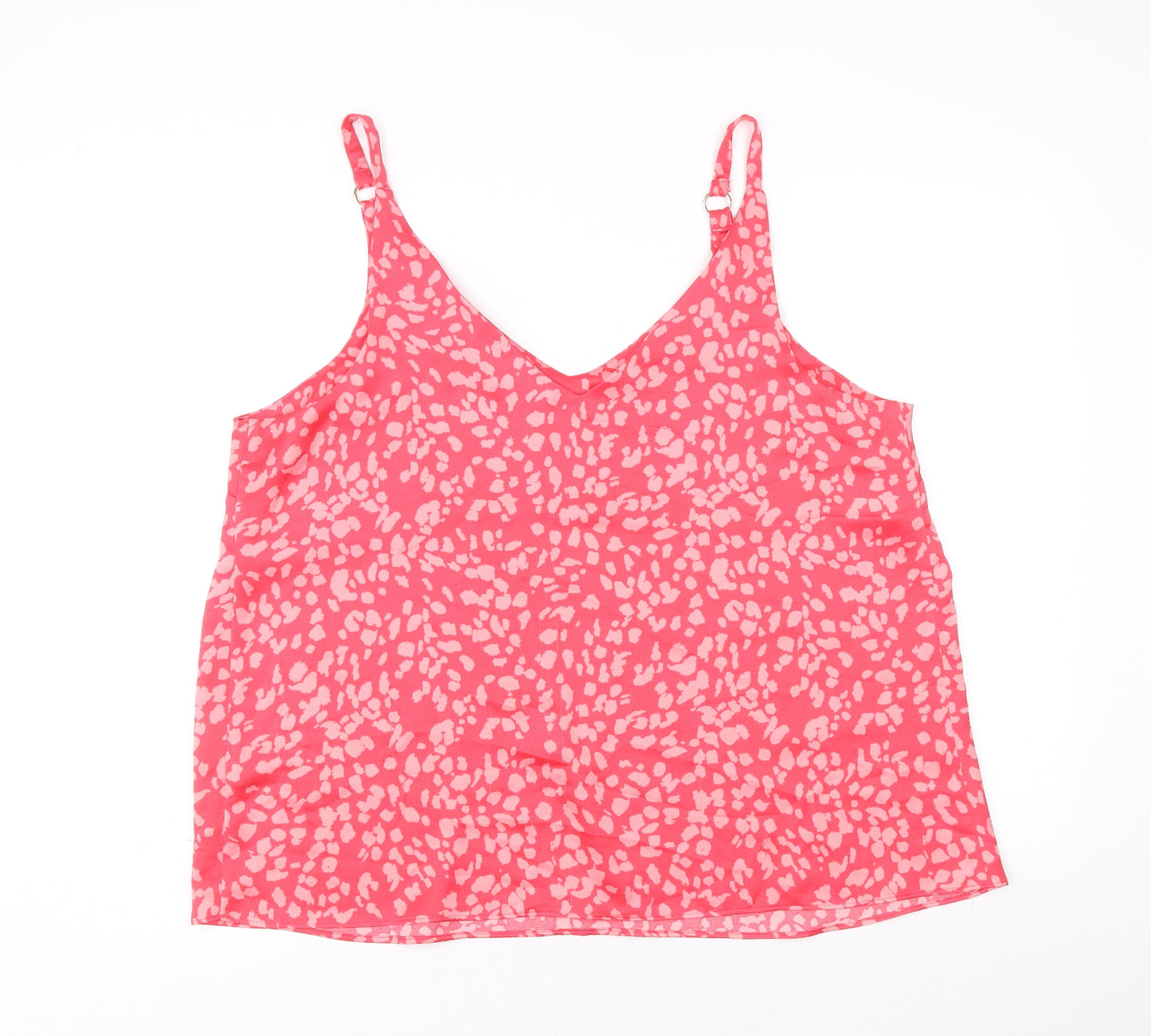 Matalan Womens Pink Animal Print Polyester Basic Tank Size 20 V-Neck - Leopard Print