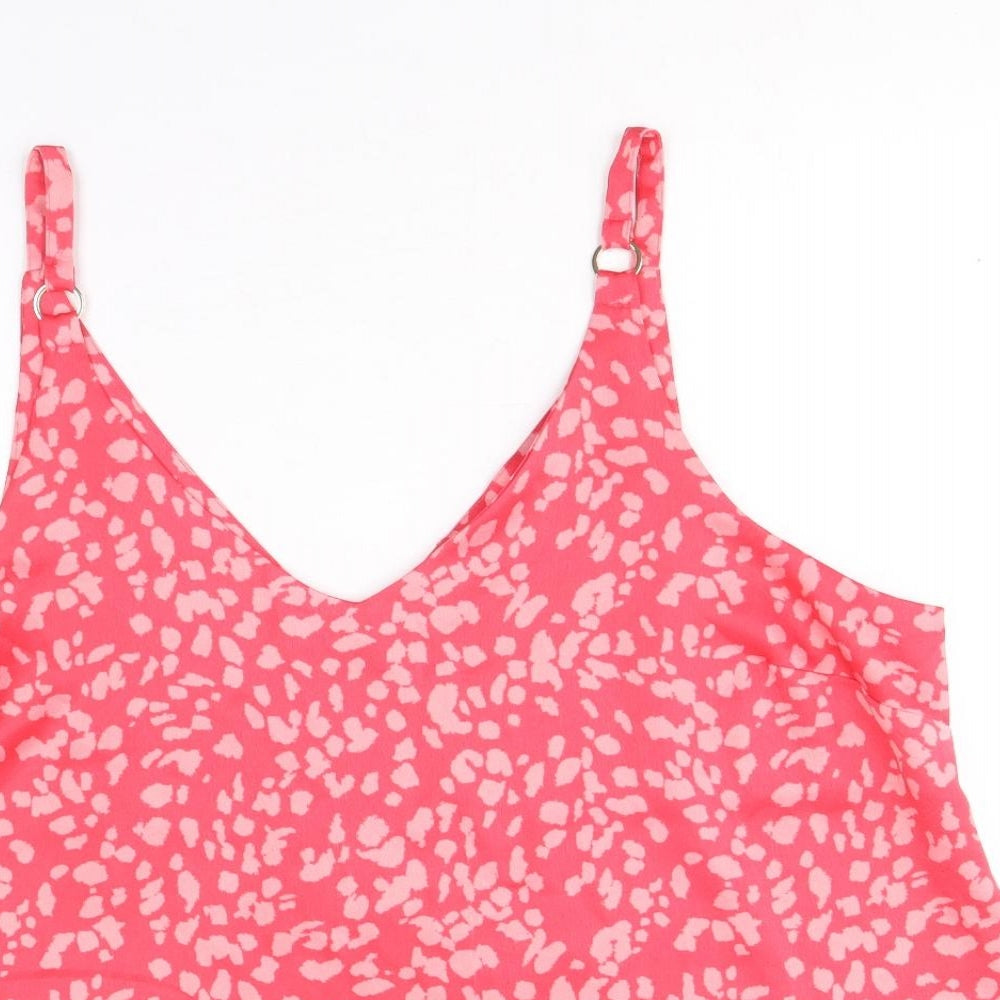 Matalan Womens Pink Animal Print Polyester Basic Tank Size 20 V-Neck - Leopard Print