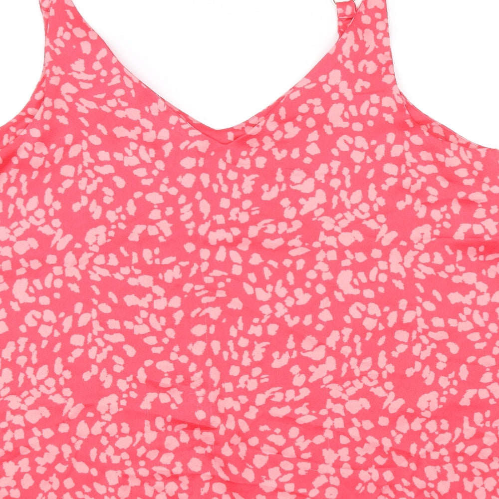 Matalan Womens Pink Animal Print Polyester Basic Tank Size 20 V-Neck - Leopard Print