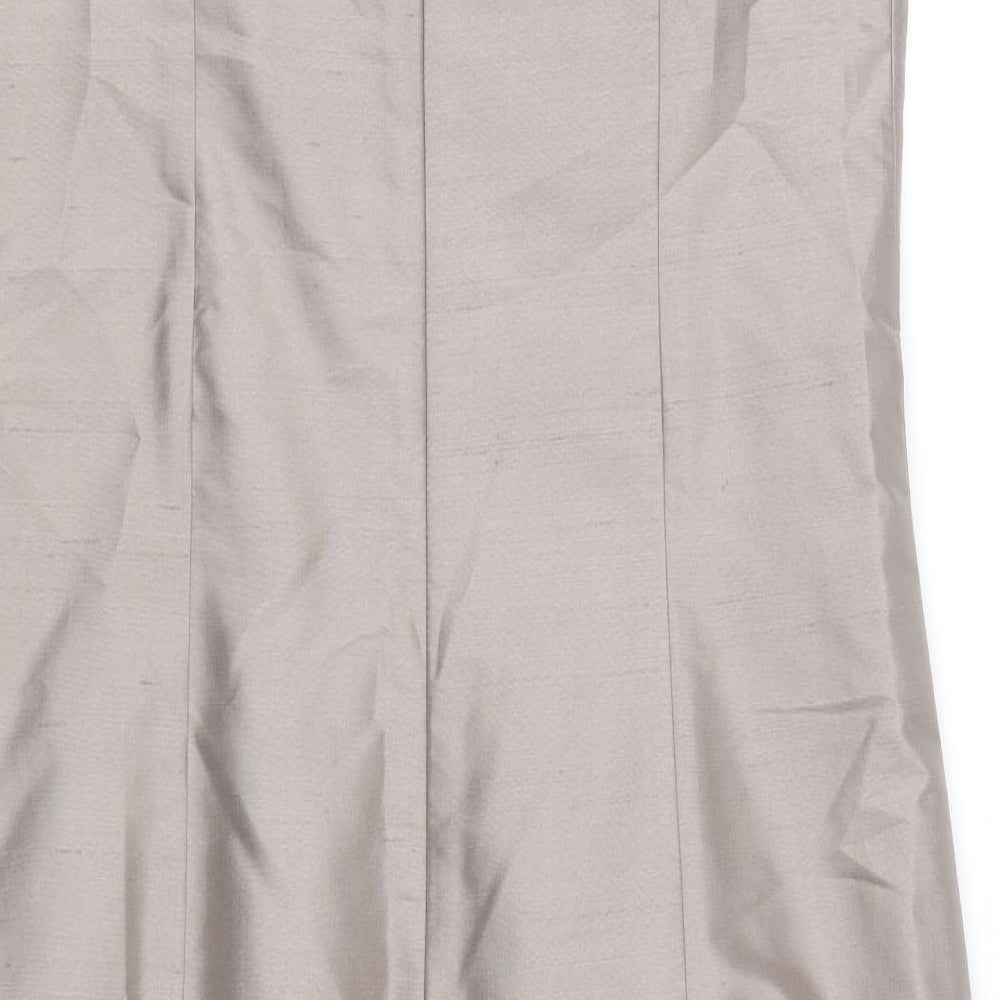Kaliko Womens Silver Silk Slip Dress Size 12 Square Neck Zip