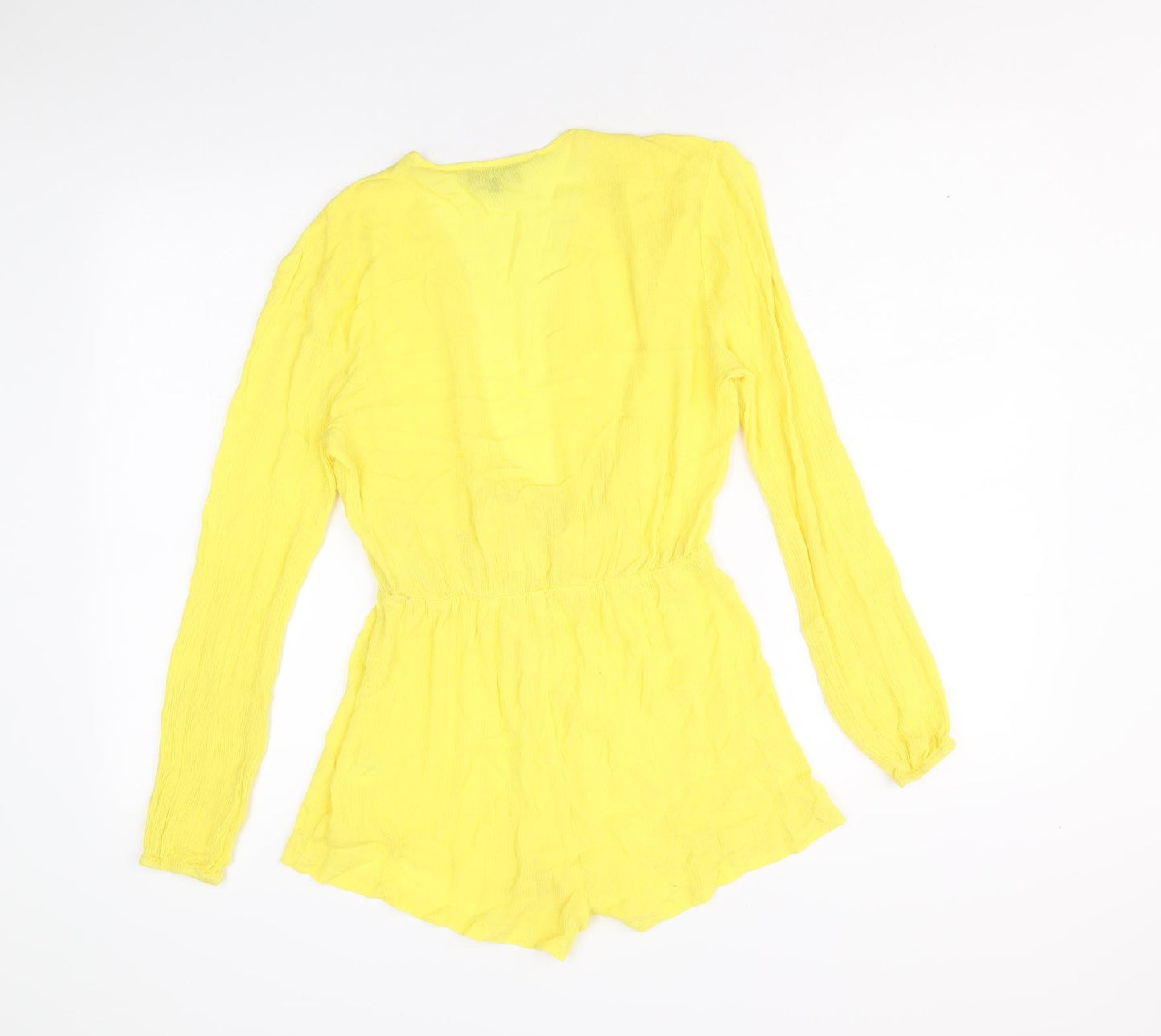 PRETTYLITTLETHING Womens Yellow Viscose Playsuit One-Piece Size 10 Pullover