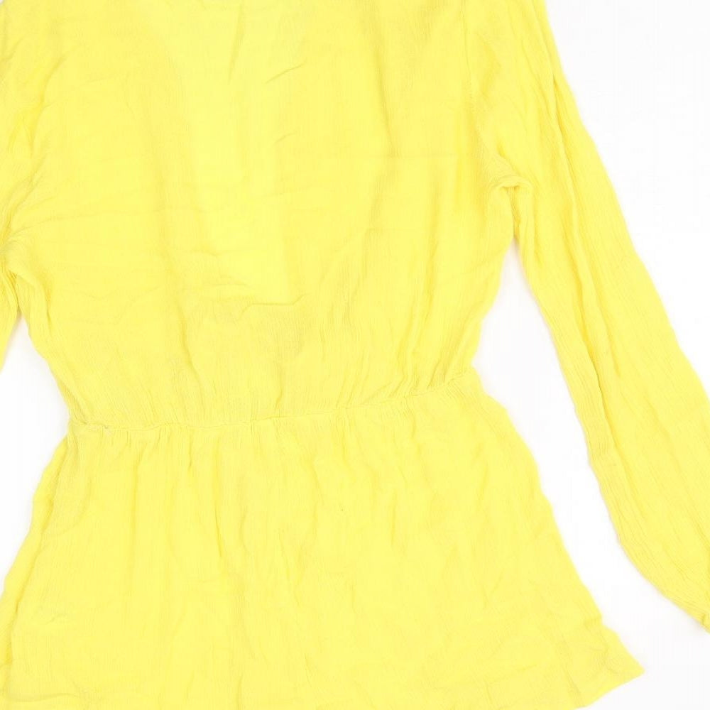 PRETTYLITTLETHING Womens Yellow Viscose Playsuit One-Piece Size 10 Pullover