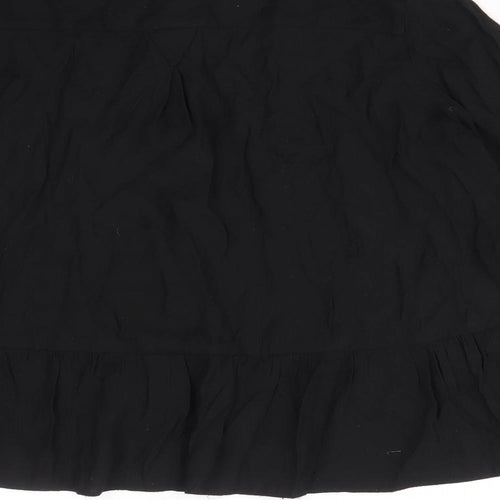 Topshop Womens Black Viscose Basic Button-Up Size 10 Collared