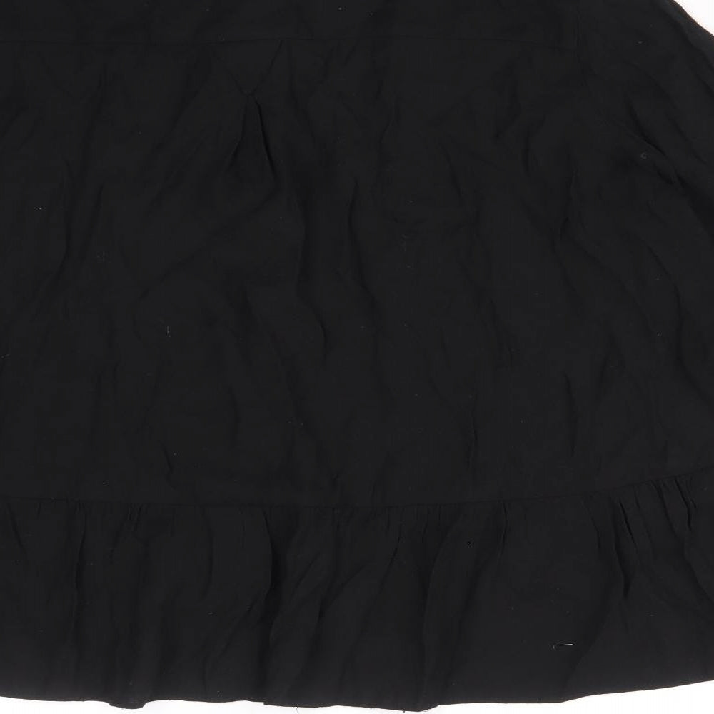 Topshop Womens Black Viscose Basic Button-Up Size 10 Collared