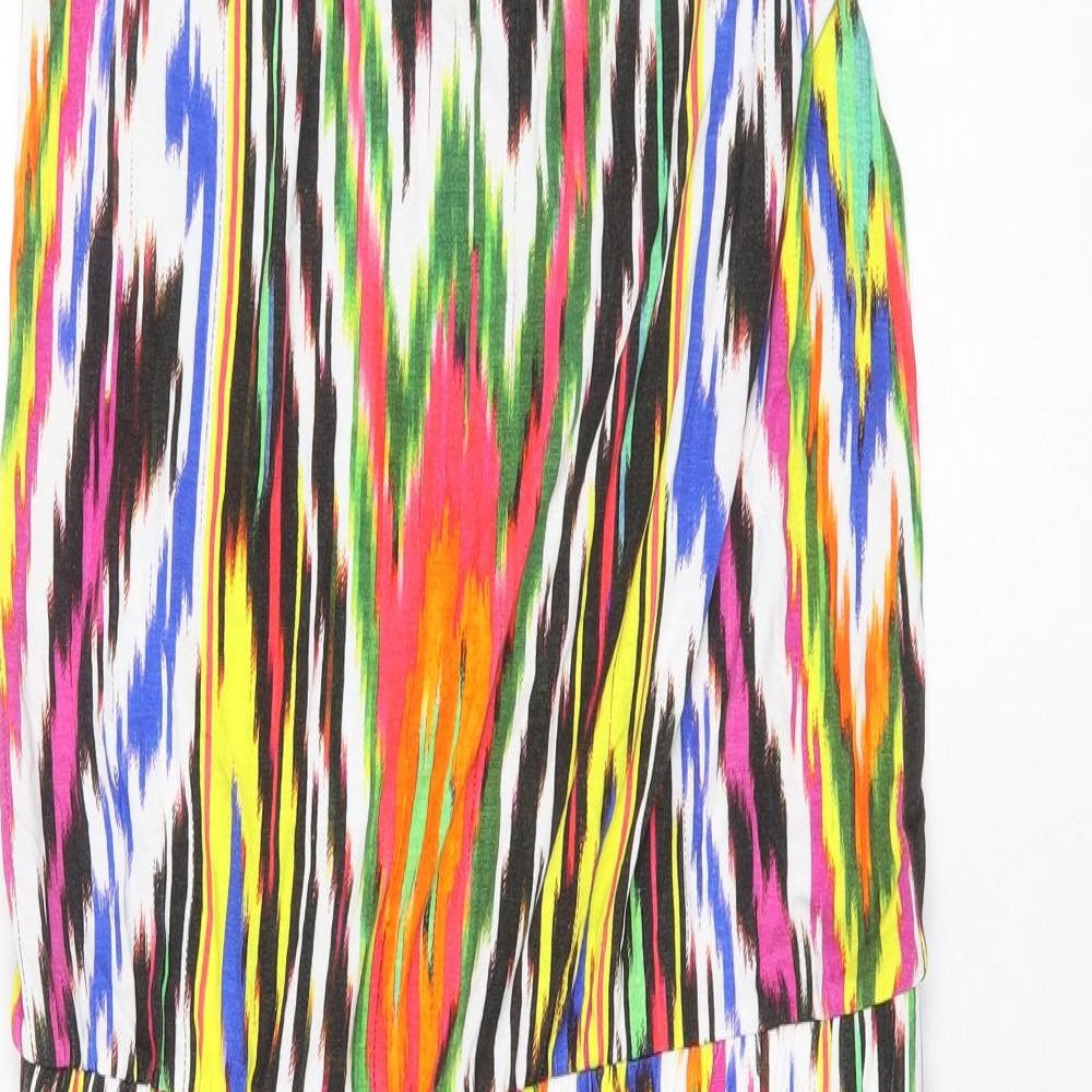 Warehouse Womens Multicoloured Geometric Viscose A-Line Size 12 V-Neck Tie
