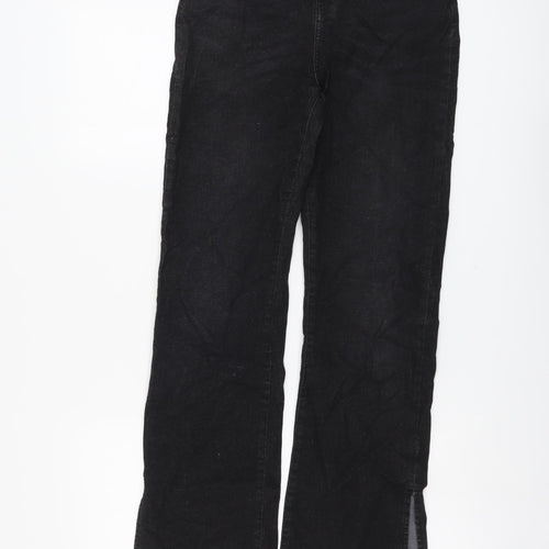 Boohoo Womens Black Cotton Straight Jeans Size 8 L33 in Regular Button