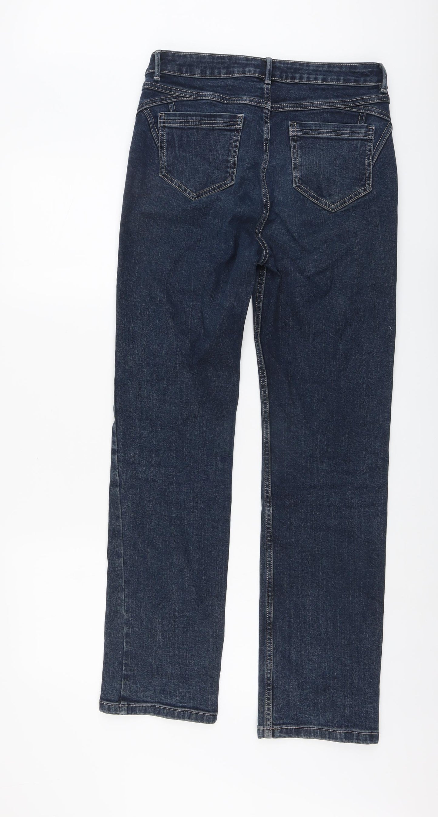 Marks and Spencer Womens Blue Cotton Straight Jeans Size 12 L30 in Regular Button