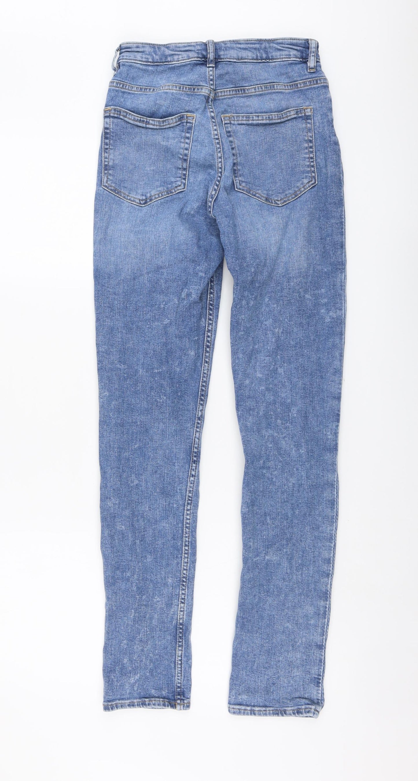 H&M Womens Blue Cotton Straight Jeans Size 8 L29 in Regular Button