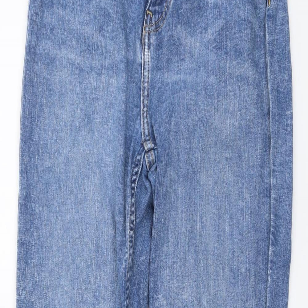 H&M Womens Blue Cotton Straight Jeans Size 8 L29 in Regular Button