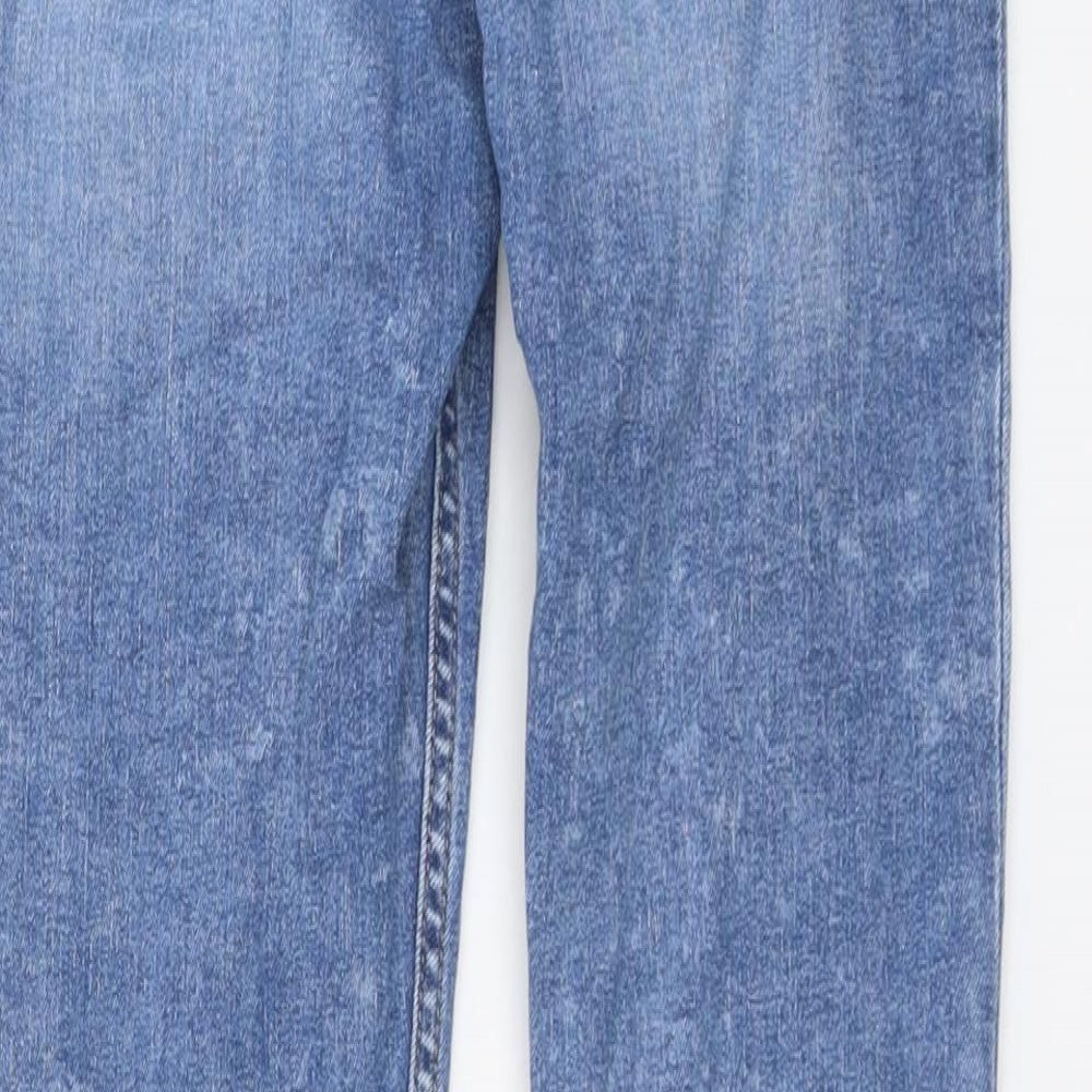 H&M Womens Blue Cotton Straight Jeans Size 8 L29 in Regular Button