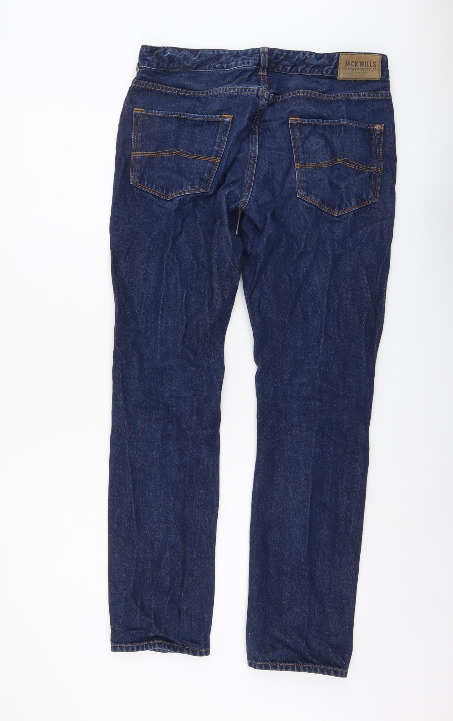 Jack Wills Mens Blue Cotton Straight Jeans Size 32 in L31 in Regular Button