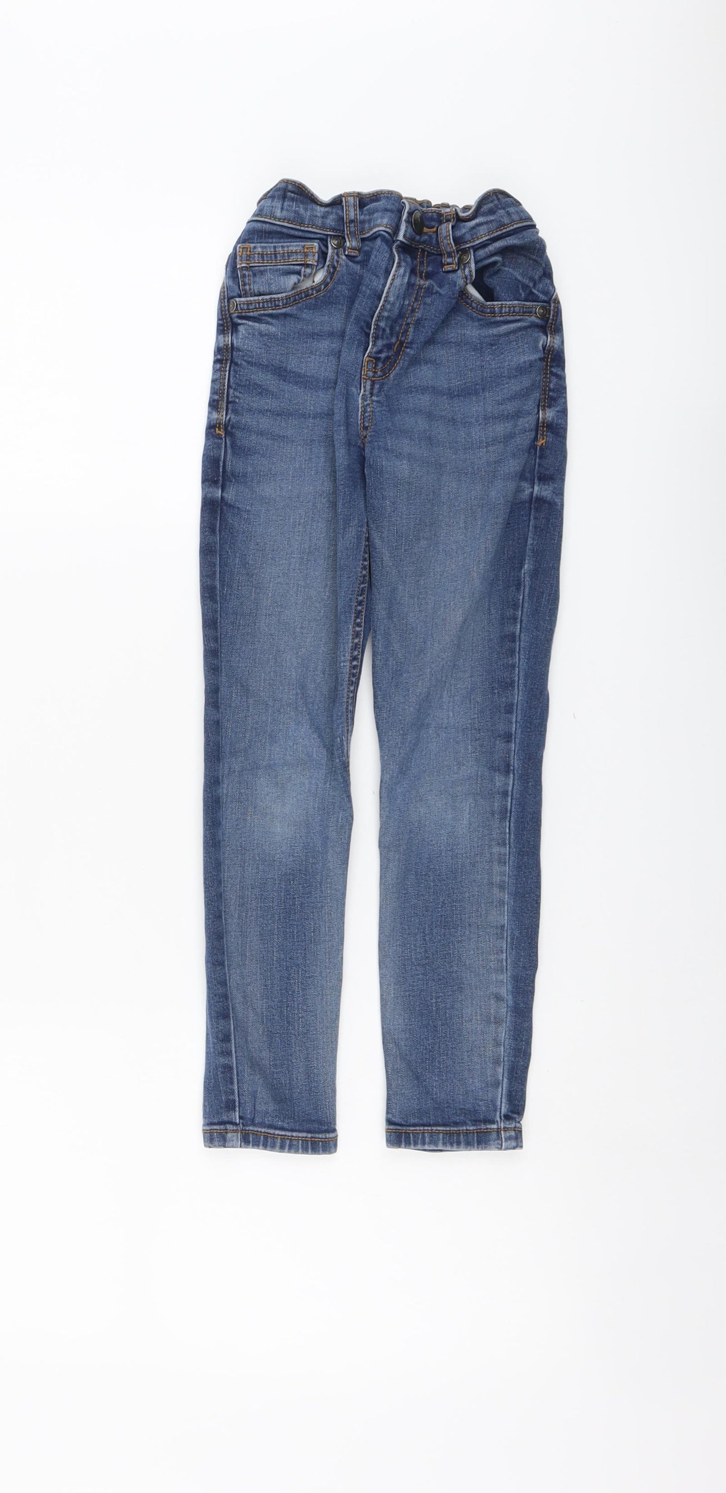 TU Boys Blue Cotton Straight Jeans Size 7 Years Regular Button