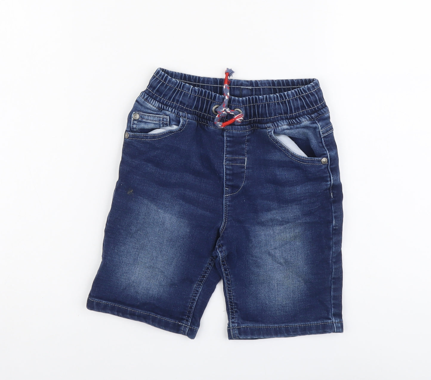 George Boys Blue Cotton Bermuda Shorts Size 4-5 Years Regular Drawstring