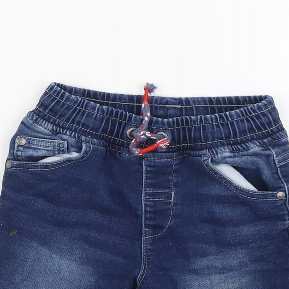 George Boys Blue Cotton Bermuda Shorts Size 4-5 Years Regular Drawstring