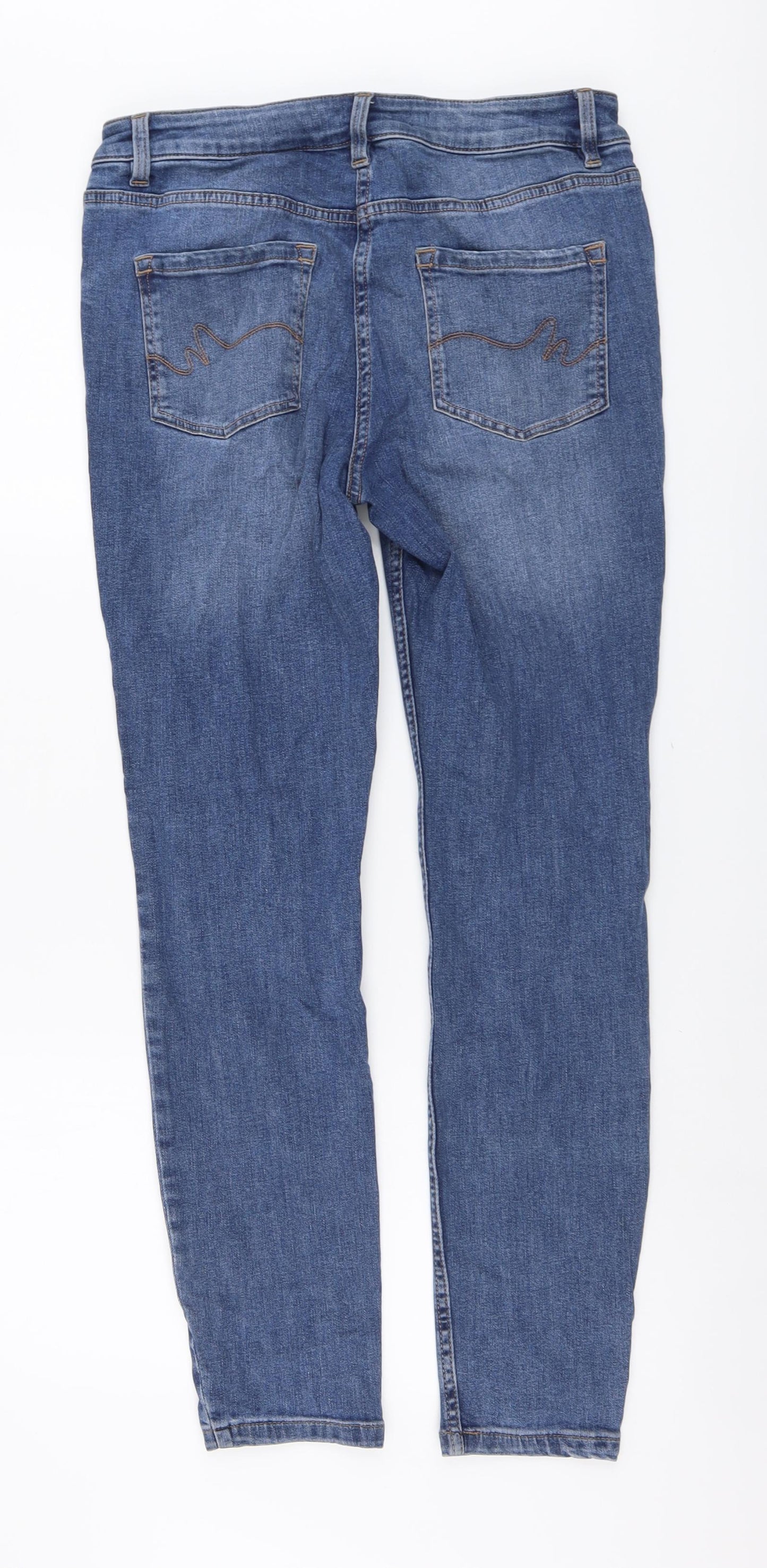 NEXT Womens Blue Cotton Skinny Jeans Size 12 L29 in Regular Button