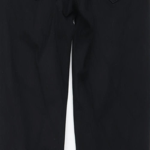 Marks and Spencer Mens Black Cotton Straight Jeans Size 32 in L33 in Slim Button