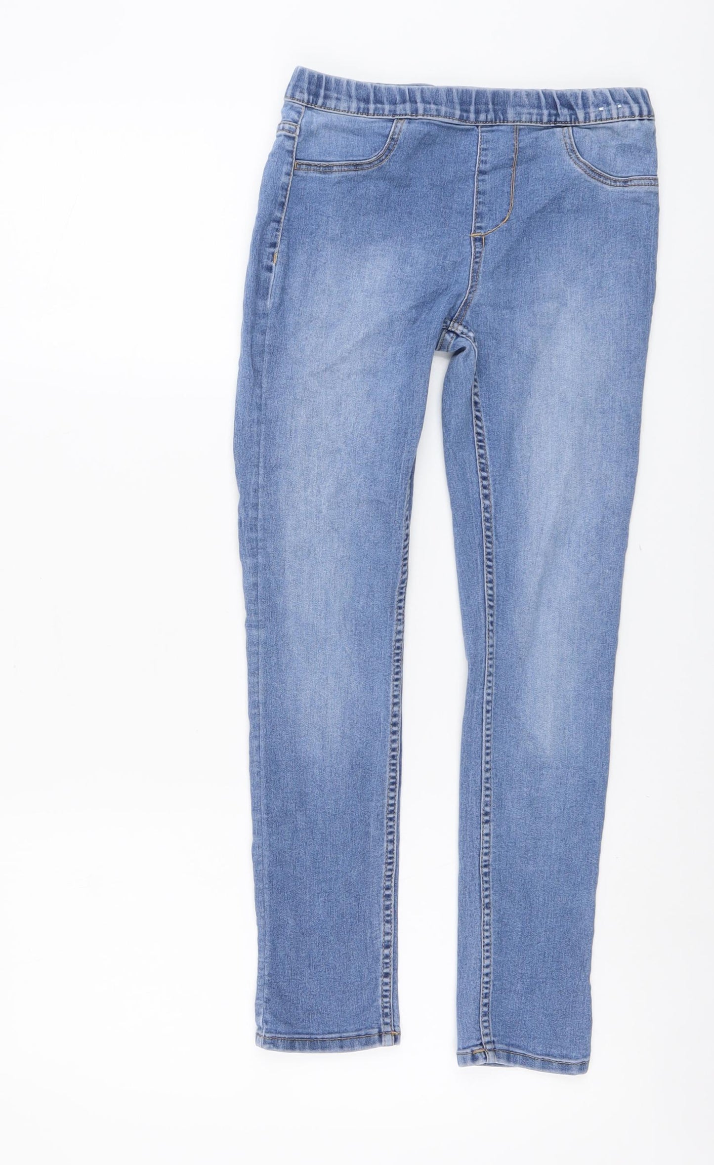 H&M Girls Blue Cotton Jegging Jeans Size 10-11 Years Regular Pullover