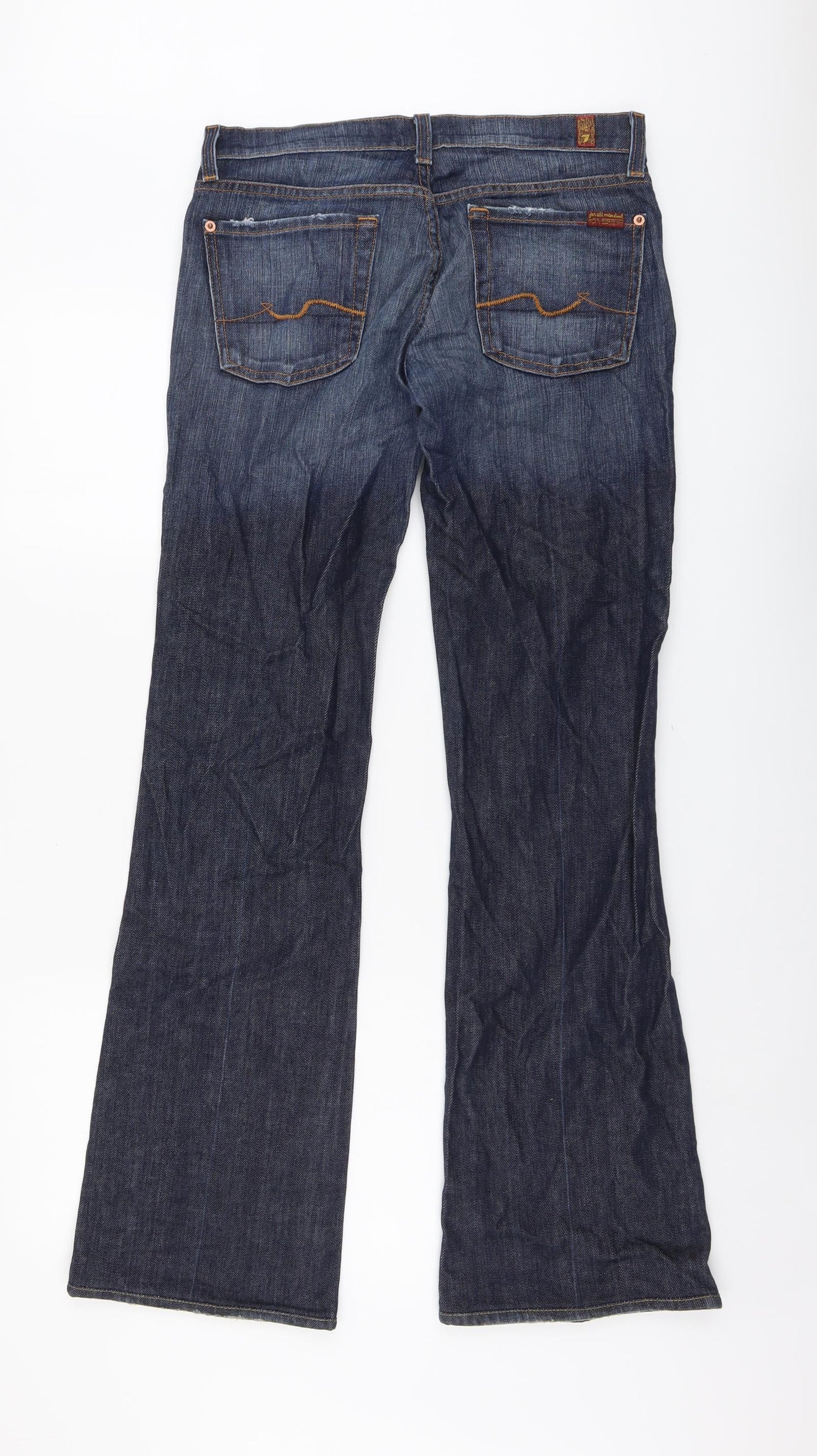 7 For All Mankind Womens Blue Cotton Bootcut Jeans Size 27 in L32 in Regular Button