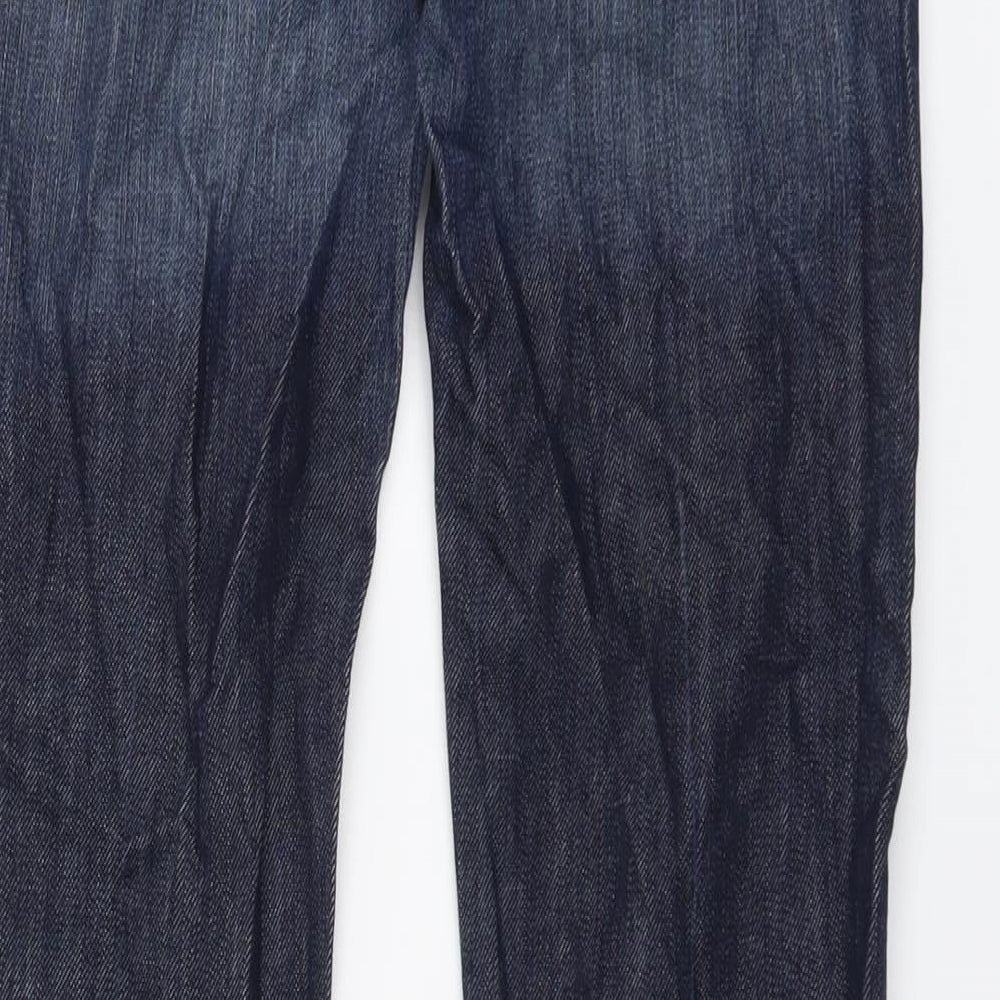 7 For All Mankind Womens Blue Cotton Bootcut Jeans Size 27 in L32 in Regular Button