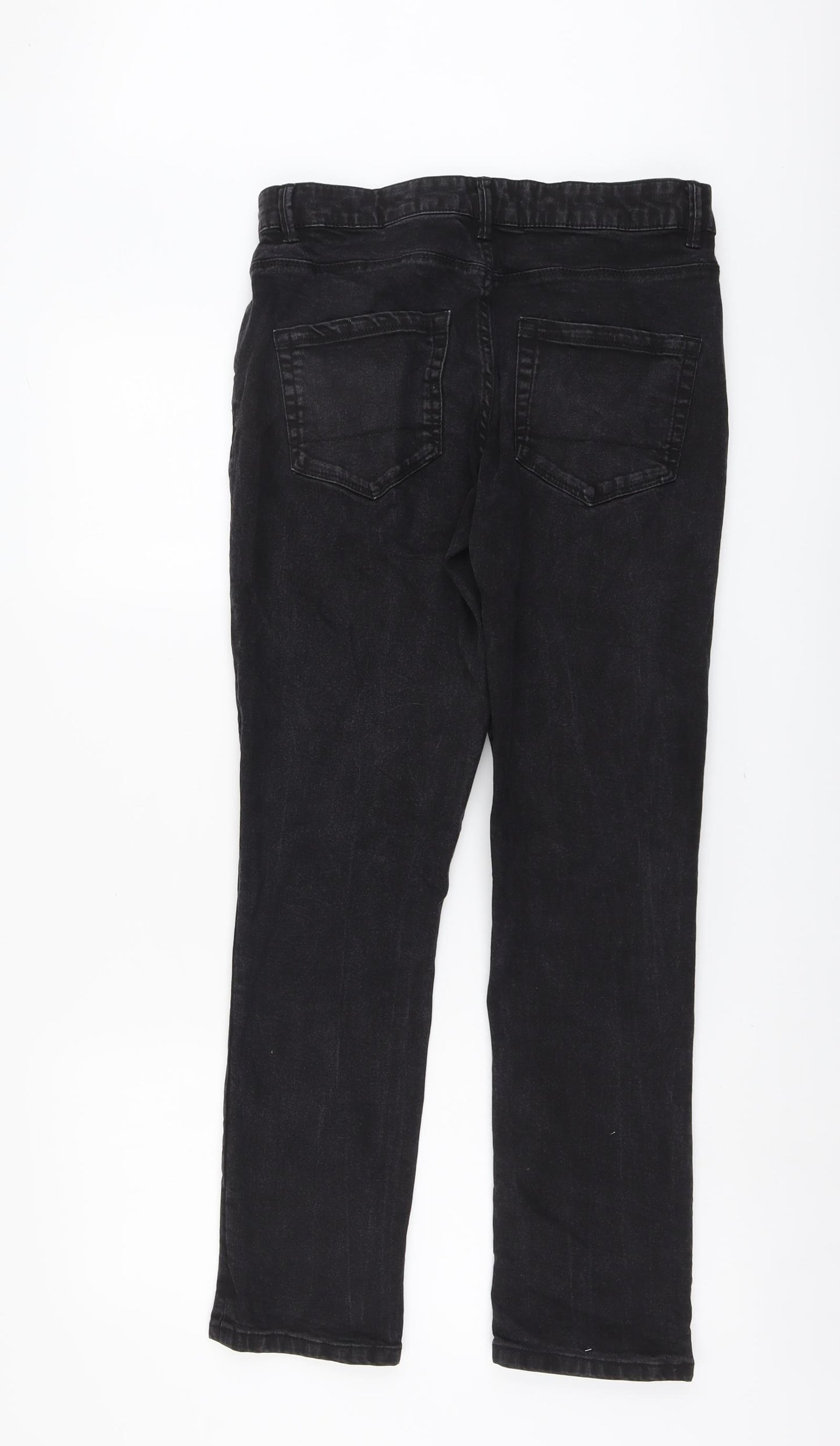 George Mens Black Cotton Straight Jeans Size 32 in L29 in Slim Button