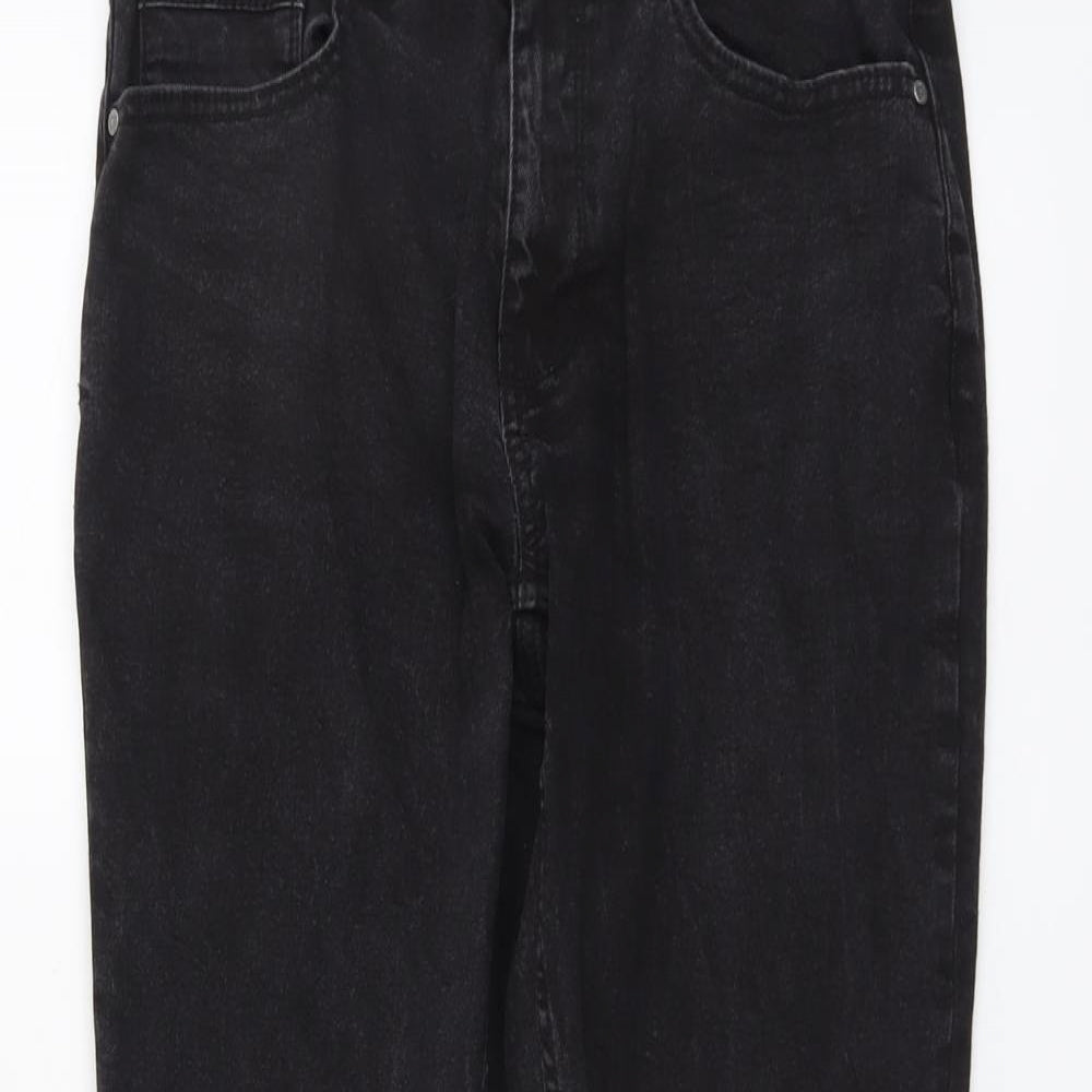 George Mens Black Cotton Straight Jeans Size 32 in L29 in Slim Button