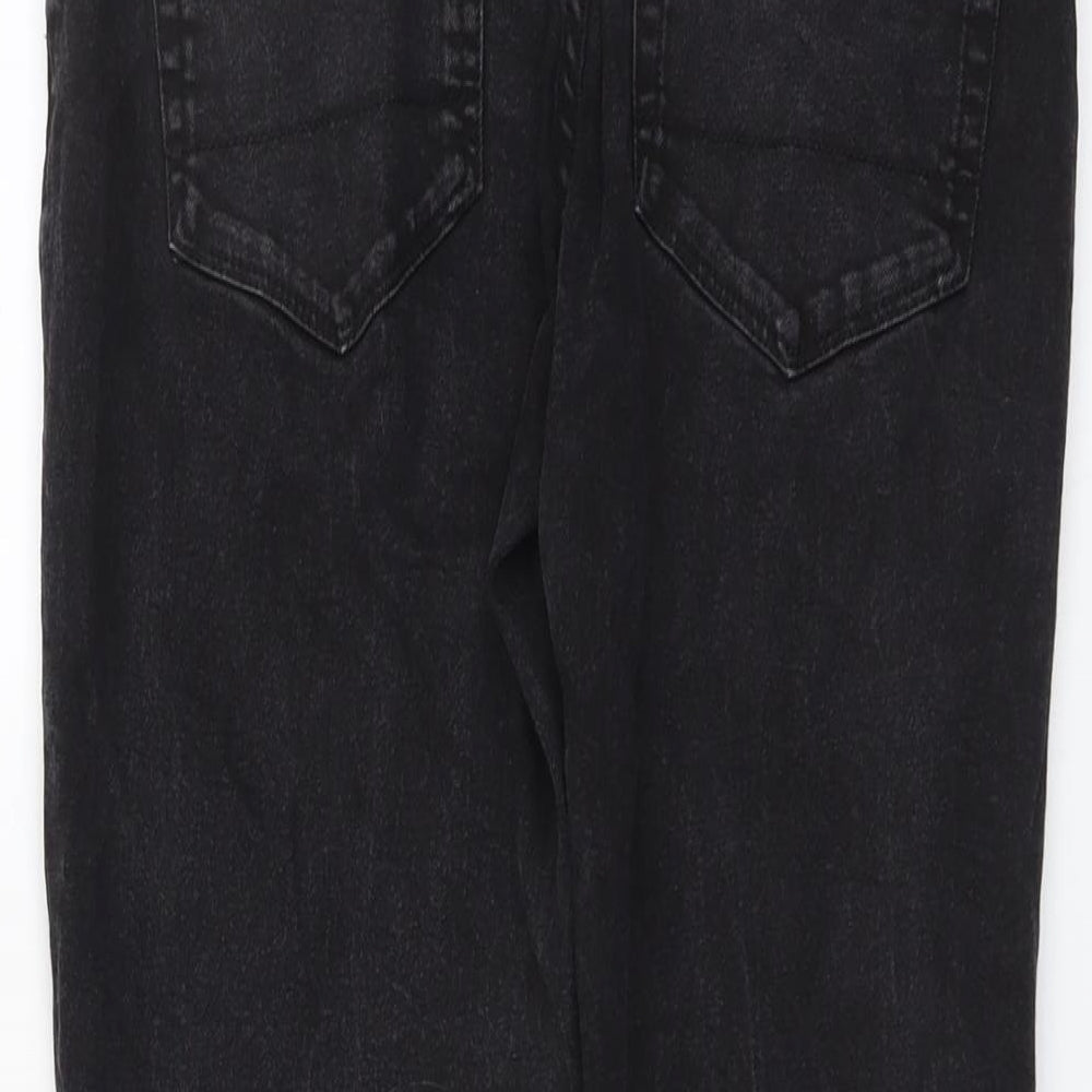 George Mens Black Cotton Straight Jeans Size 32 in L29 in Slim Button