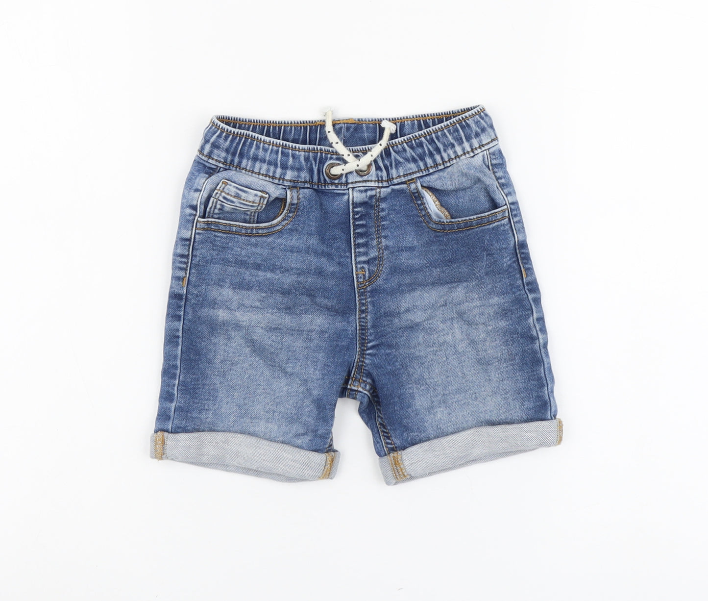 George Boys Blue Cotton Bermuda Shorts Size 4-5 Years Regular Drawstring