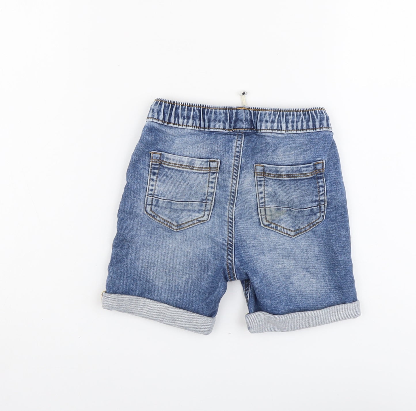 George Boys Blue Cotton Bermuda Shorts Size 4-5 Years Regular Drawstring