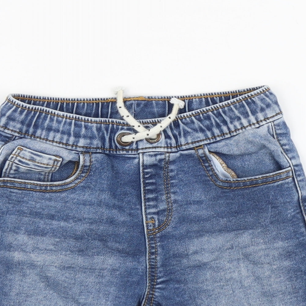 George Boys Blue Cotton Bermuda Shorts Size 4-5 Years Regular Drawstring