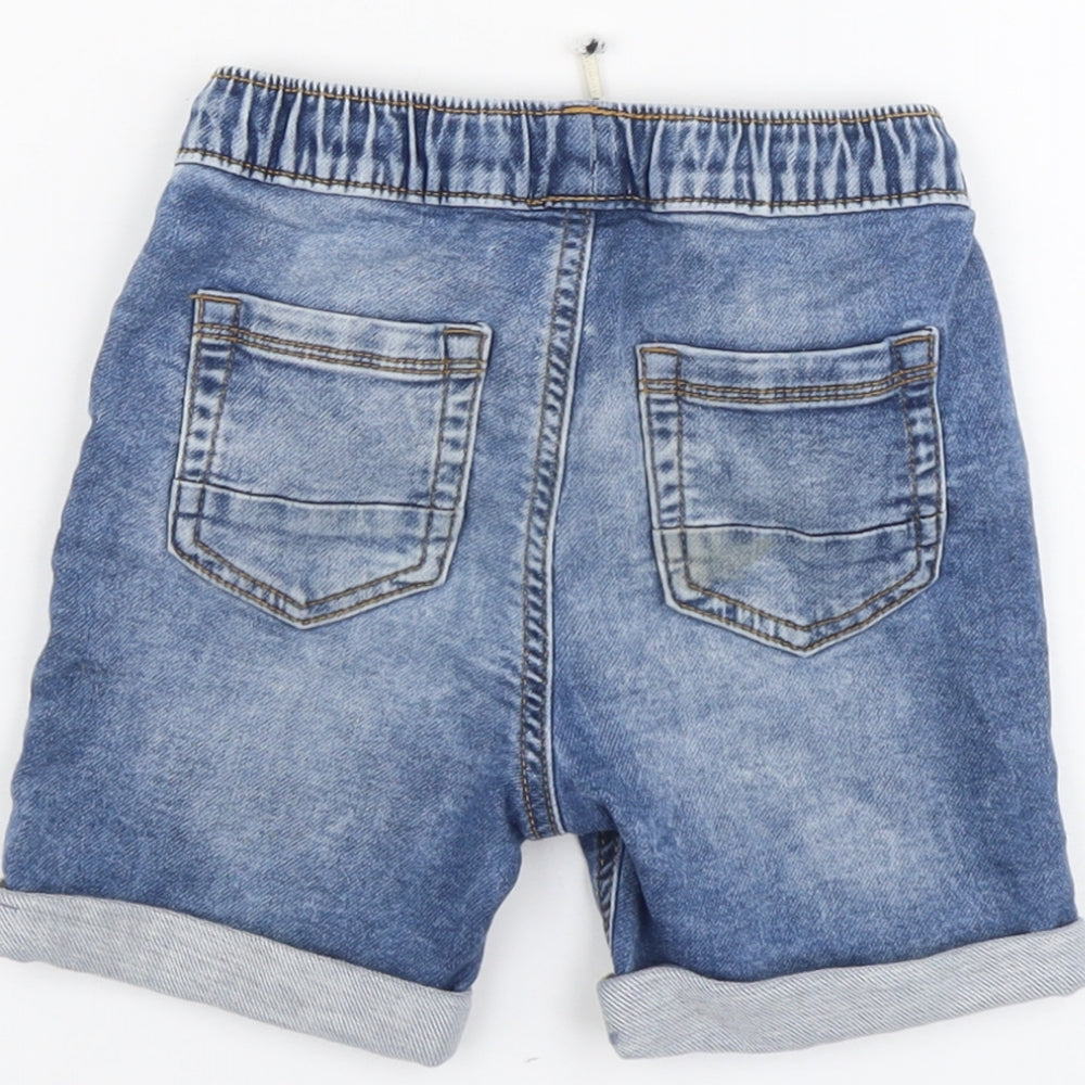 George Boys Blue Cotton Bermuda Shorts Size 4-5 Years Regular Drawstring