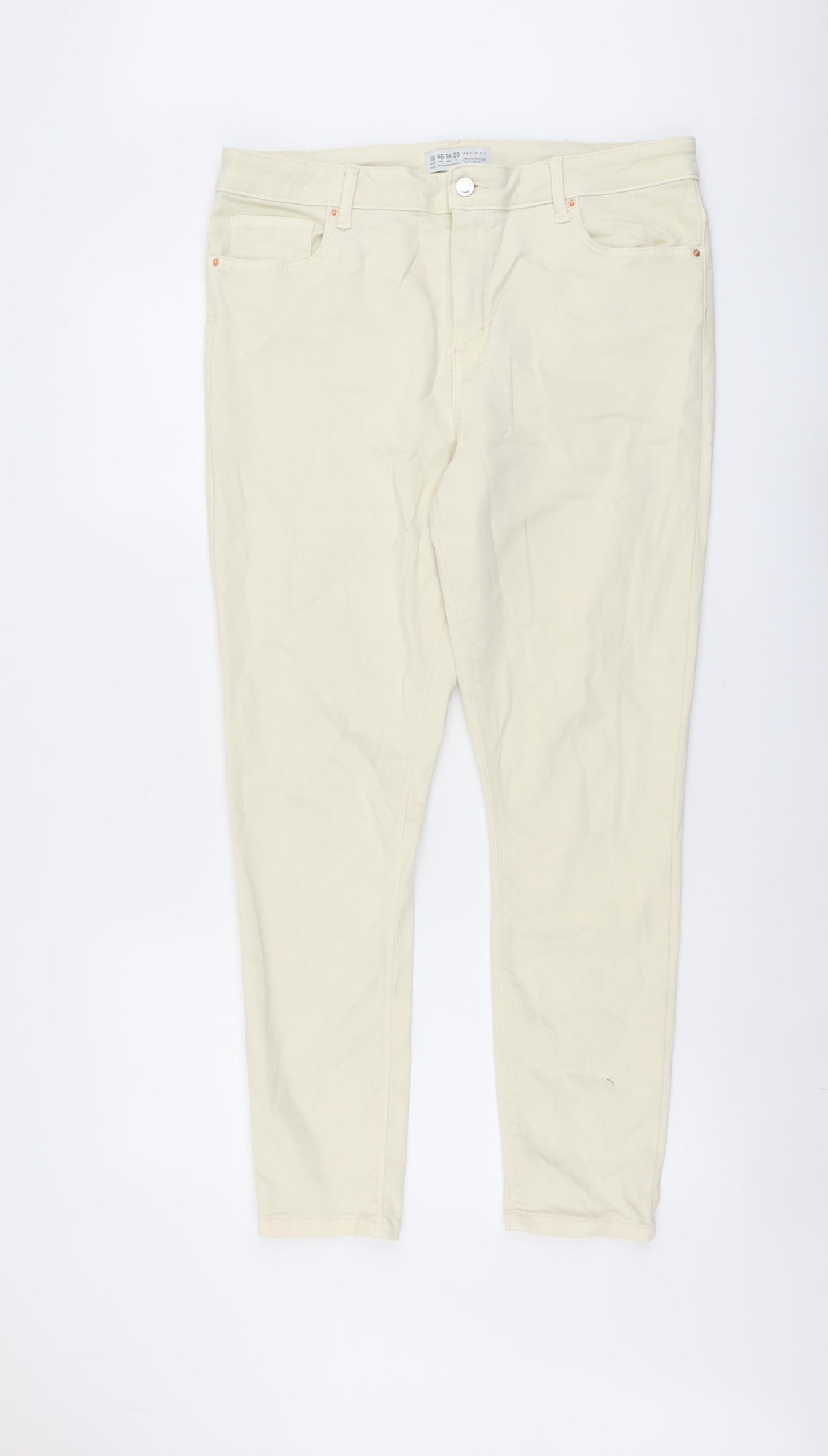 Denim & Co. Womens Beige Cotton Skinny Jeans Size 18 L27 in Regular Button