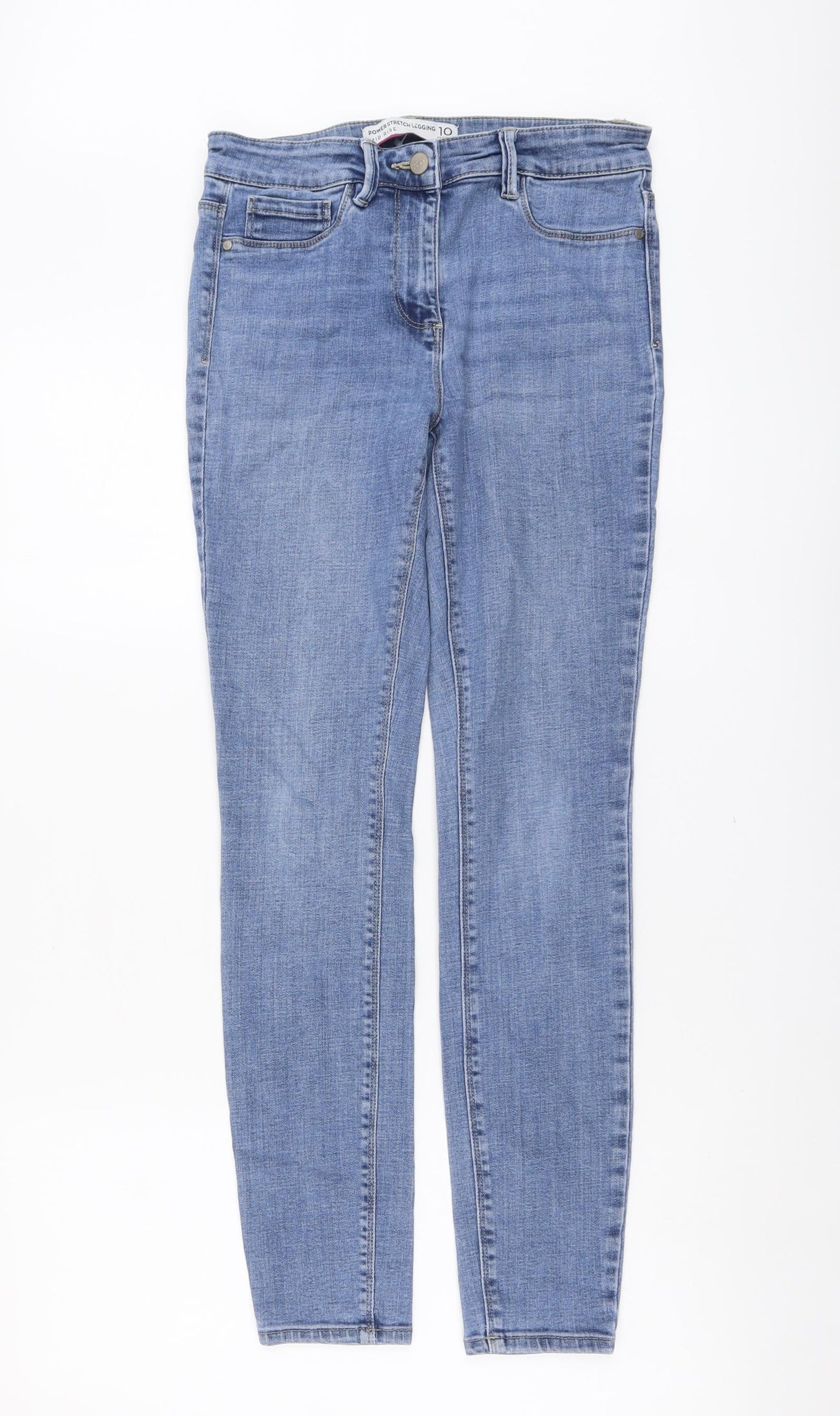 NEXT Womens Blue Cotton Skinny Jeans Size 10 L26 in Regular Button
