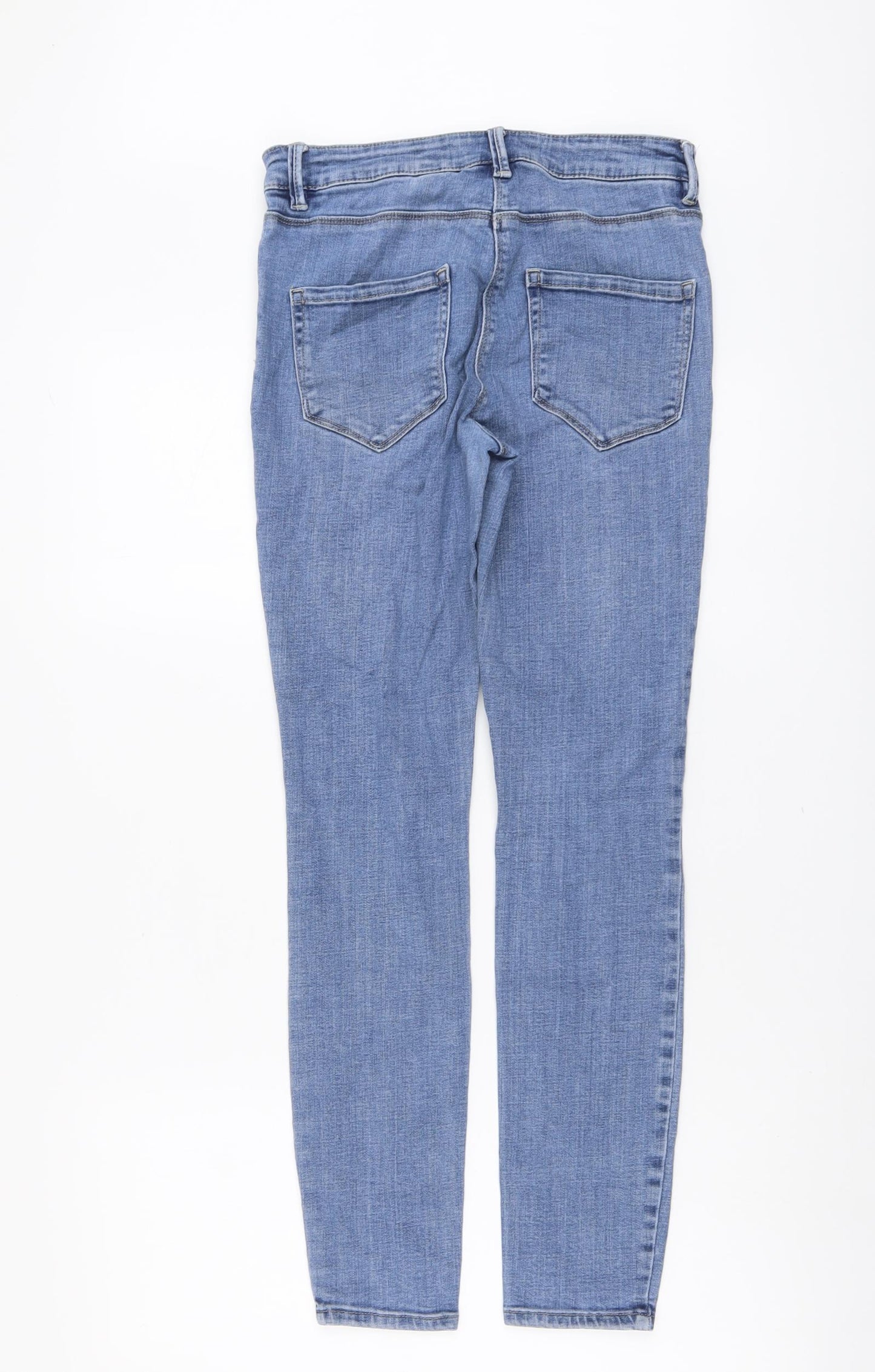 NEXT Womens Blue Cotton Skinny Jeans Size 10 L26 in Regular Button