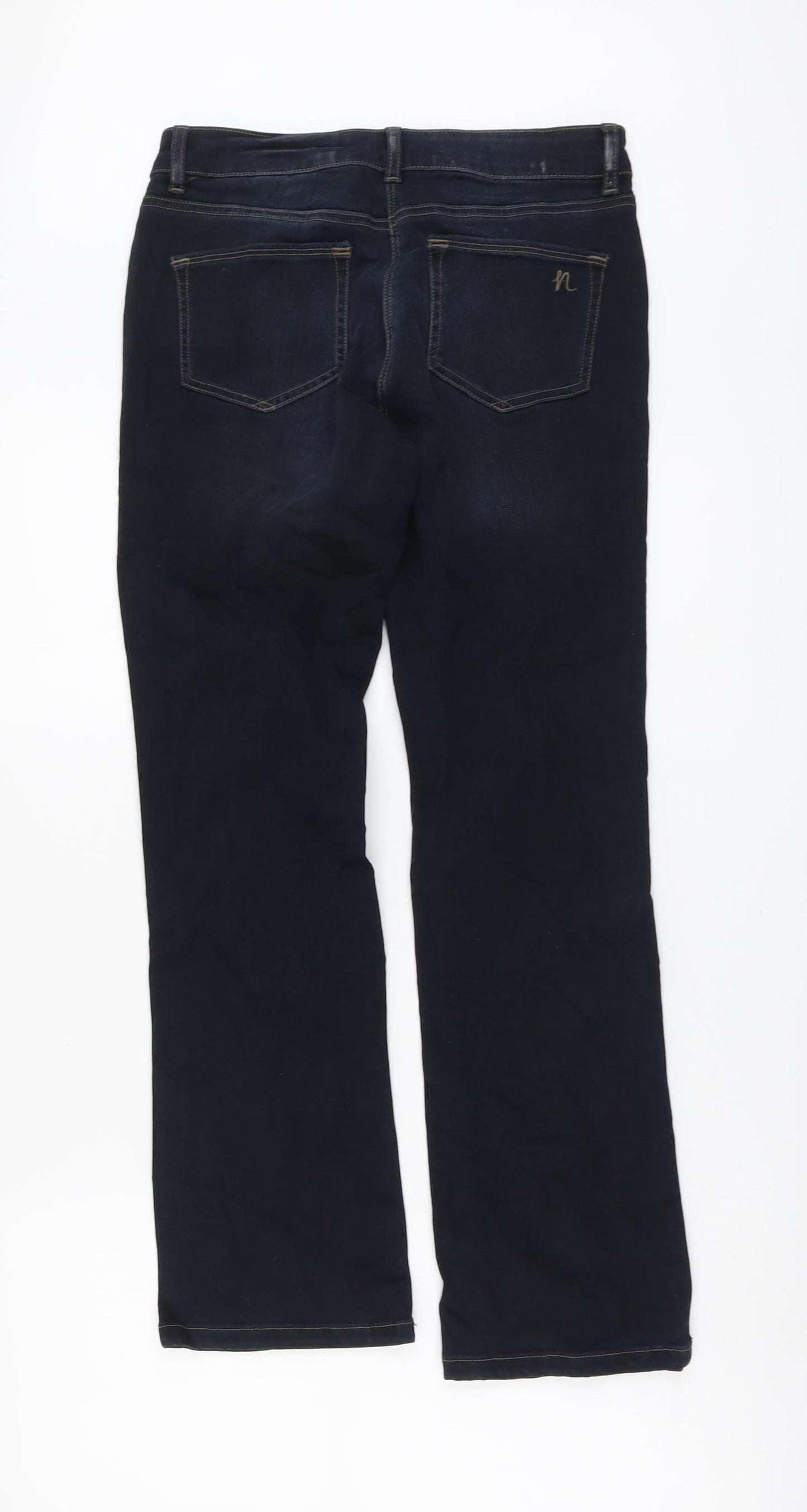 NEXT Womens Blue Cotton Straight Jeans Size 12 L28 in Regular Button