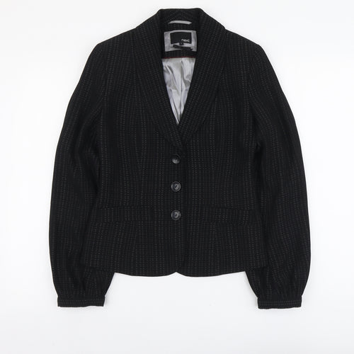 NEXT Womens Black Geometric Polyester Jacket Blazer Size 8