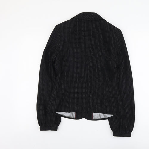 NEXT Womens Black Geometric Polyester Jacket Blazer Size 8