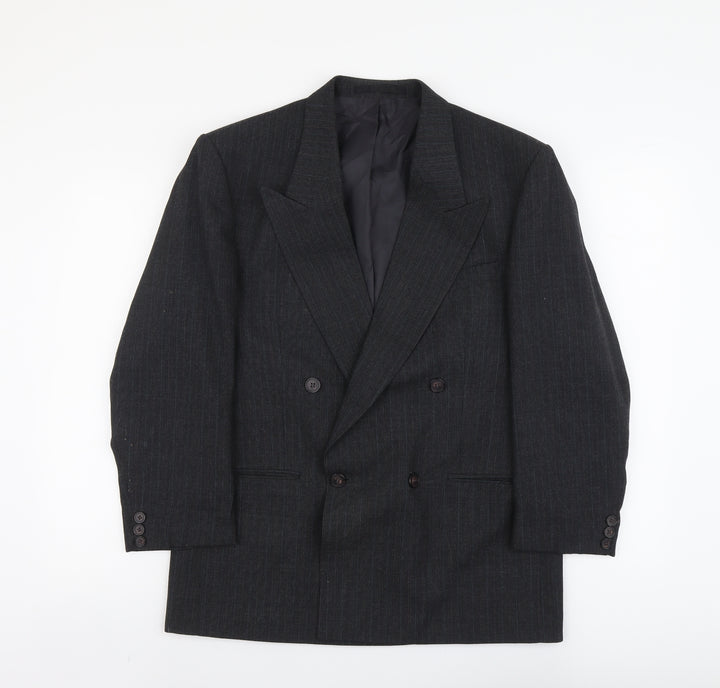 Marks and Spencer Mens Grey Striped Polyester Jacket Suit Jacket Size L Regular