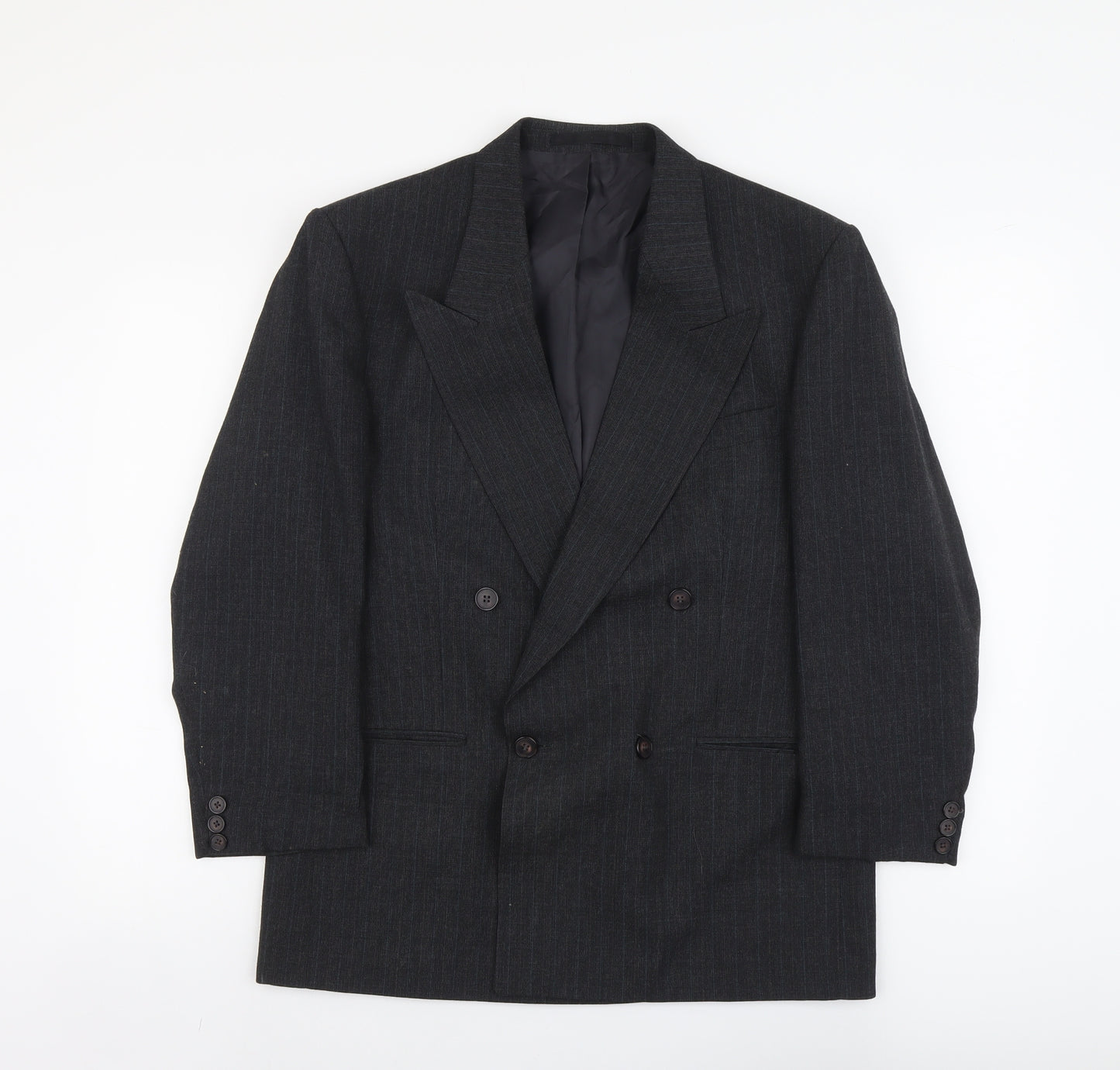 Marks and Spencer Mens Grey Striped Polyester Jacket Suit Jacket Size L Regular