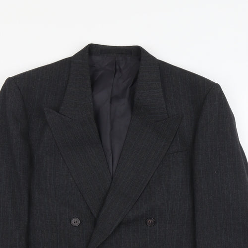 Marks and Spencer Mens Grey Striped Polyester Jacket Suit Jacket Size L Regular