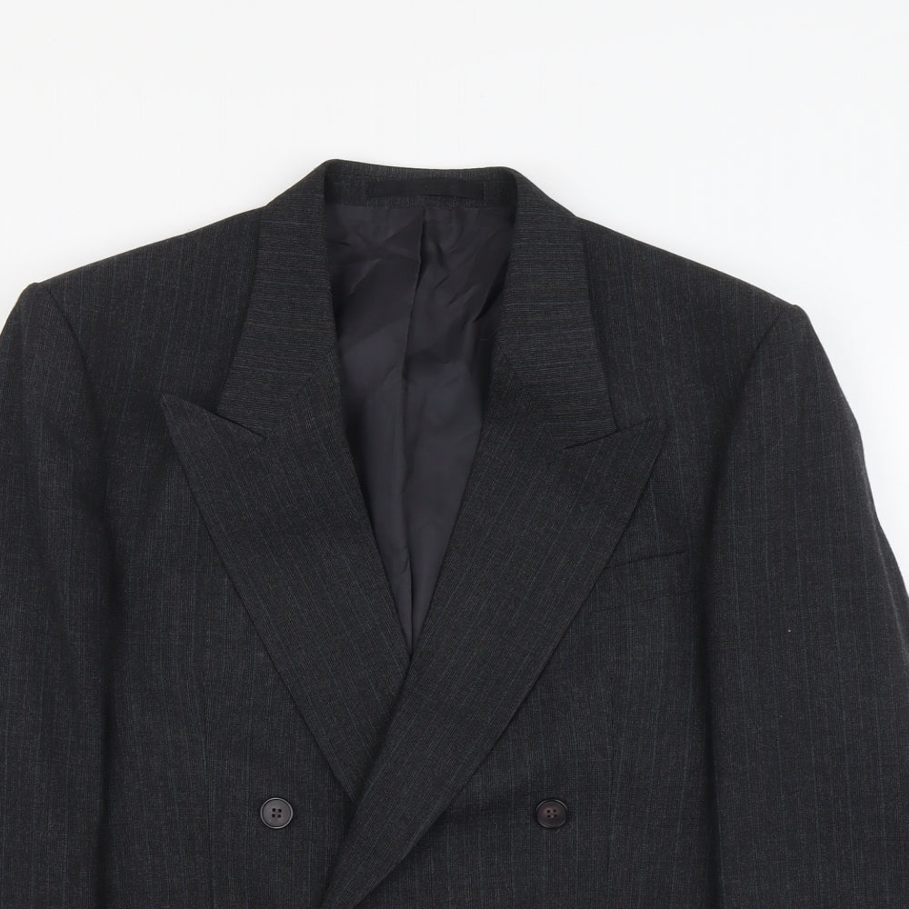 Marks and Spencer Mens Grey Striped Polyester Jacket Suit Jacket Size L Regular