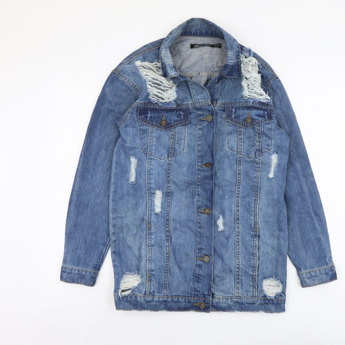 Denim Club Womens Blue Jacket Size 8 Button - Distressed