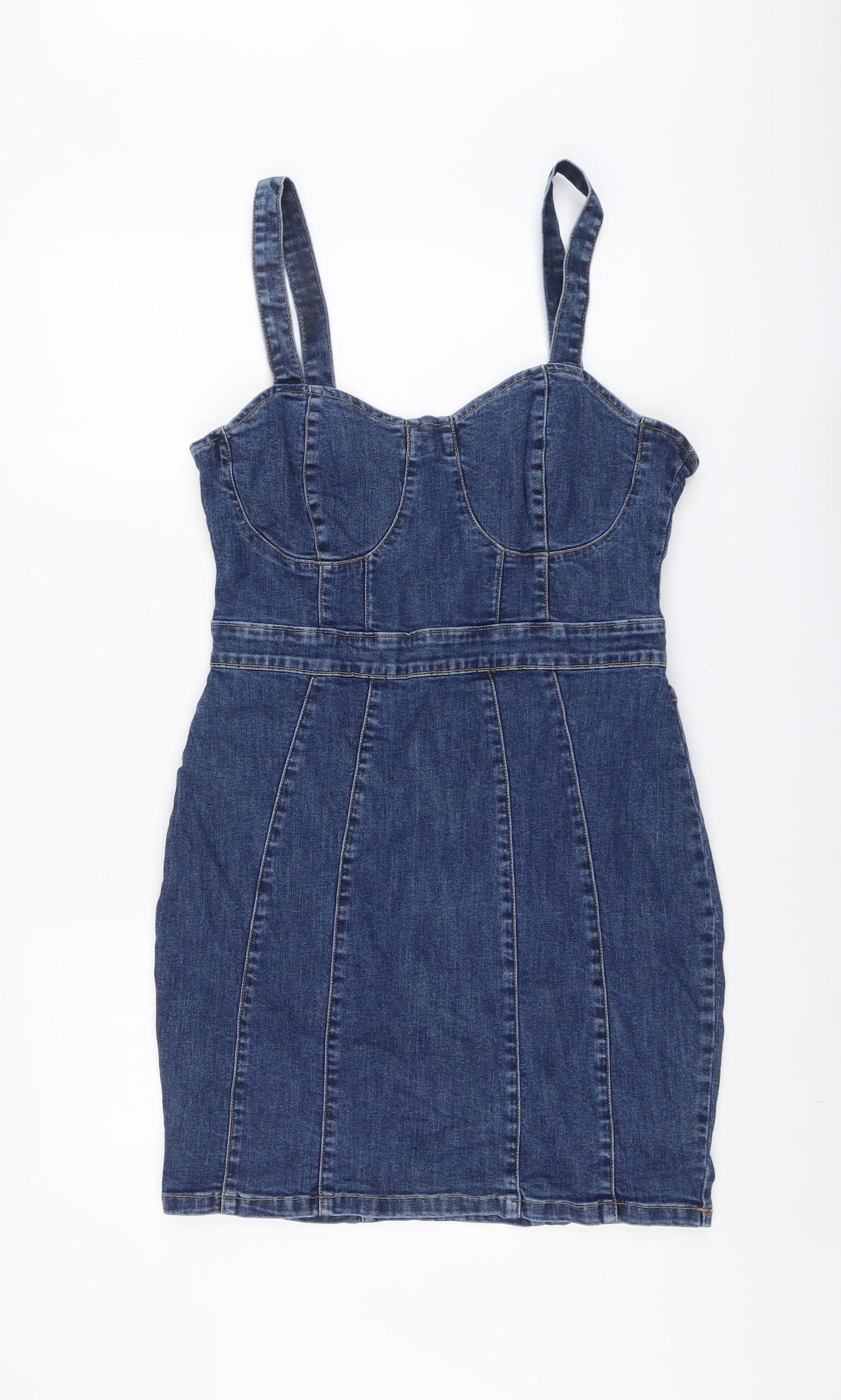 Urban Bliss Womens Blue Cotton Bodycon Size 14 Sweetheart Zip