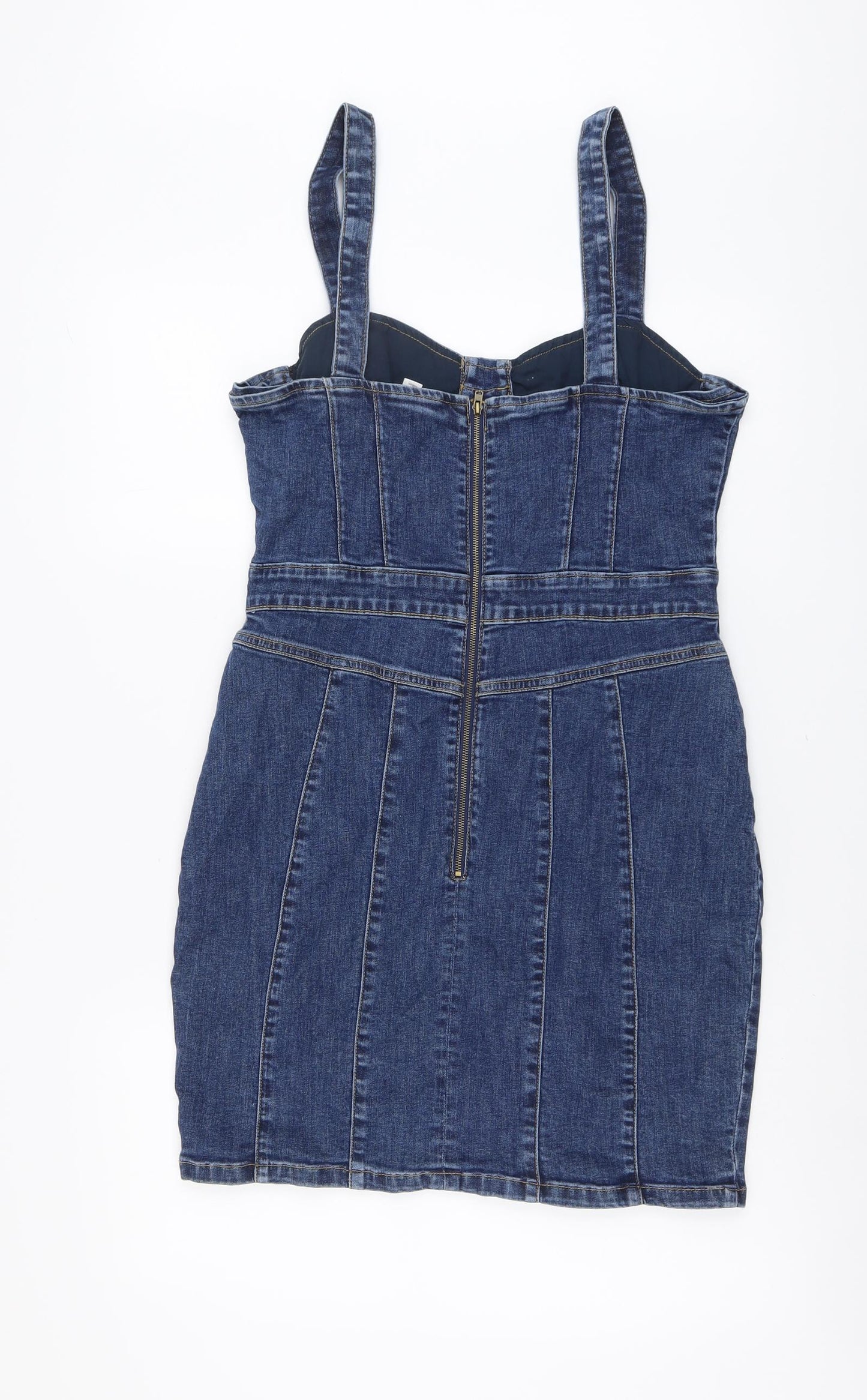 Urban Bliss Womens Blue Cotton Bodycon Size 14 Sweetheart Zip