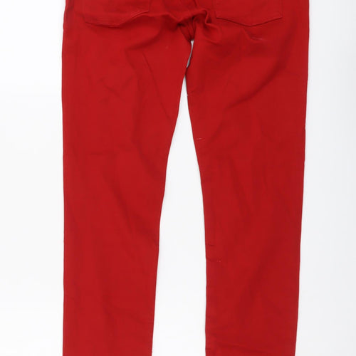 Zara Womens Red Cotton Skinny Jeans Size 8 L30 in Regular Button