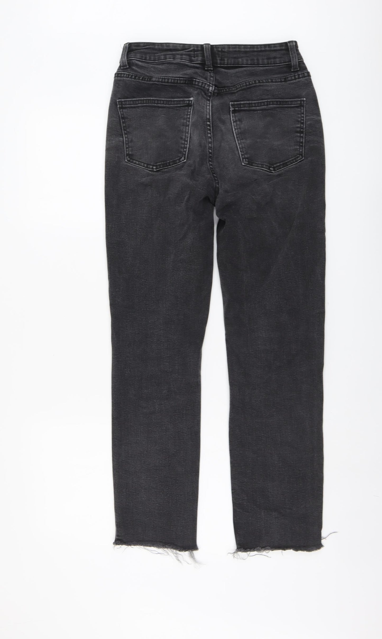 Denim & Co. Womens Grey Cotton Straight Jeans Size 8 L28 in Regular Button