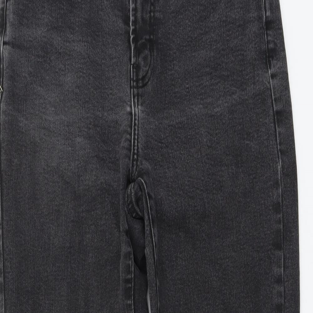 Denim & Co. Womens Grey Cotton Straight Jeans Size 8 L28 in Regular Button
