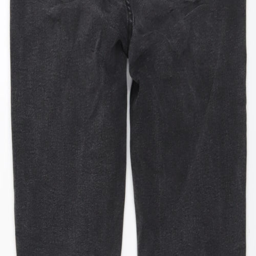 Denim & Co. Womens Grey Cotton Straight Jeans Size 8 L28 in Regular Button