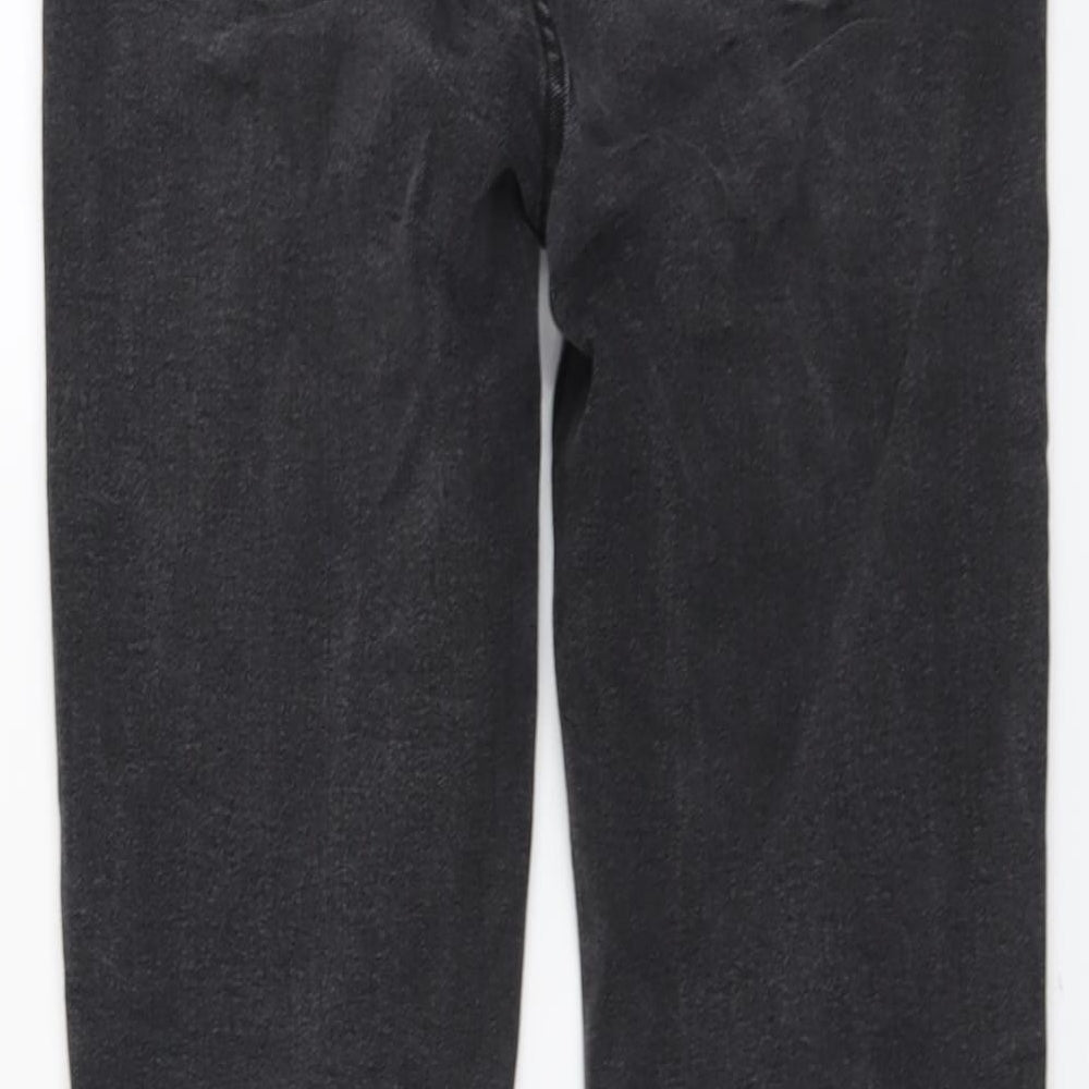 Denim & Co. Womens Grey Cotton Straight Jeans Size 8 L28 in Regular Button